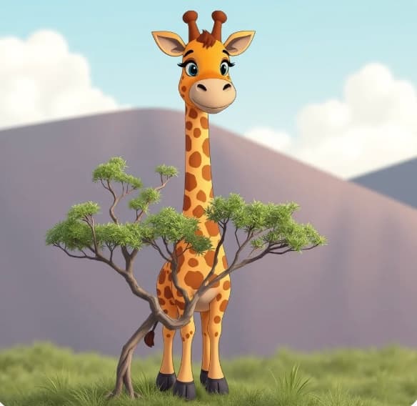 Giraffe behind the tree